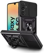 Tough Armor Bumper Mobile Back Case for Samsung Galaxy M36 5G | Galaxy F36 5G Sliding Camera Cover | Shock Proof 360? Protection | Hybrid PC + TPU | Ring Holder with Kickstand ? Black - Image 3