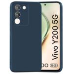 Back Case Cover for Vivo Y200 5G | Camera Bump Protection & Inner Velvet Fabric Lining | Ultra Slim Matte Soft Rubberised Case Cover (Blue)
