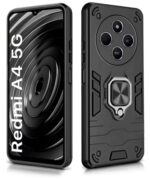 Shock Proof Back Case Mobile Cover for Redmi A4 5G | Poco C75 | Redmi 14C 5G | Poco M7 5G | (Tough Armor | Hybrid PC + TPU | Full Protection with Ring Holder & in-Built Kickstand | Black) - Image 3