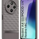 Back Cover for Redmi A4 5G | Poco C75 | 14C 5G | Poco M7 with Hexa Cube Design | Ultra Slim Rubberised Case | Inner Velvet Fabric | Silicone Flexible Mobile Case | Camera Protection - Grey