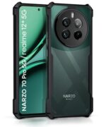 Thermoplastic Polyurethane Shock Proof Clear Protective Case for Realme Narzo 70 Pro 5G, Narzo 70, 12 Plus, P1-360 Protection Transparent Hybrid Backcase - Black