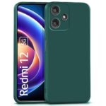 Back Cover for Mi Redmi 12 5G | Poco M6 Pro 5G | Ultra Slim Soft Rubberised Case | Inner Velvet Fabric Lining | Matte Silicone Flexible Mobile Case | Camera Protection - Green