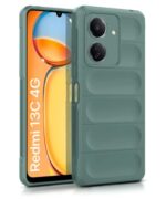 Ultimate Silicon Back Cover Case for Redmi 13C 4G | Poco C65 | Military Grade Drop Protection Shockproof Bumper | Anti-Slip Grip | Scratch Proof Micro-Fibre Cloth Inside (Forest Green)