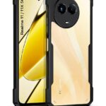 TPU+PC Shock Proof Clear Protective Back Case for Realme Narzo 60X 5G, Realme 11 5G, Realme 11X - 360 Degree Camera Protection, Transparent Hybrid Mobile Cover - Black