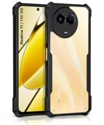 TPU+PC Shock Proof Clear Protective Back Case for Realme Narzo 60X 5G, Realme 11 5G, Realme 11X - 360 Degree Camera Protection, Transparent Hybrid Mobile Cover - Black