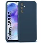 Back Cover for Samsung Galaxy A55 5G | Galaxy A35 5G | Ultra Slim Soft Rubberised Case | Inner Velvet Fabric | Matte Silicone Flexible Mobile Case | Camera Protection - Blue