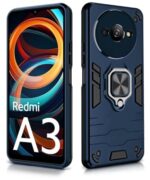 Shock Proof Back Case Mobile Cover for Mi Redmi A3 | Redmi A3X | Poco C61 | Back Cover Case (Tough Armor | Hybrid PC + TPU | Ring Holder & in-Built Kickstand | Blue) - Image 4