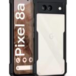 Shock Proof Clear Protective Back Case for Google Pixel 8a - AirEDGE Technology | 360 Degree Camera Protection | Transparent Hybrid Back Case Mobile Cover - Black