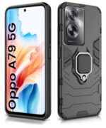kelpuj Shock Proof Back Case Mobile Cover for Oppo A79 5G | Back Cover Case (Tough Armor | Hybrid PC + TPU | Ring Holder & in-Built Kickstand | Black) - Image 3