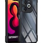 kelpuj Shock Proof Clear Protective Back Case for Infinix Smart 8 HD - AirEDGE Technology | 360 Degree Camera Protection | Transparent Hybrid Back Case Mobile Cover - Black