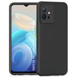 Ultra Slim Soft Rubberised Back Cover for iQOO Z6 5G | Vivo T1 5G | Vivo Y75 5G | Vivo Y55 5G | Inner Velvet Fabric Lining | Matte Silicone Flexible Camera Protection Back Case - Black