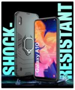 Shock Proof Back Case Mobile Cover for Samsung Galaxy A10 | Bumper Back Cover Case(Tough Armor | Hybrid PC + TPU | Full Protection with Ring Holder & in-Built Kickstand | Black) - Image 5