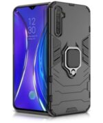 Shock Proof Back Case Mobile Cover for Realme XT | Back Cover Case (Tough Armor | Hybrid PC + TPU | Ring Holder & in-Built Kickstand | Black)