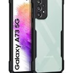 kelpuj Shock Proof Clear Protective Back Case for Samsung Galaxy A73 5G - AirEDGE Technology | 360 Degree Camera Protection | Transparent Hybrid Back Case Mobile Cover - Black