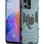 Shock Proof Back Case Mobile Cover for Oppo F21 Pro 4G | Back Cover Case (Tough Armor | Hybrid PC + TPU | Ring Holder & in-Built Kickstand | Green)