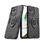 kelpuj Shock Proof Back Case Cover for 1+ OnePlus 10R 5G | 10R Prime 5G (Armor | Hybrid PC + TPU | Full Protection with Ring Holder Kickstand | Carbon Black)