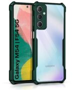 TPU+PC Shock Proof Clear Protective Back Case for Samsung Galaxy M54 | F54 5G - Airedge Technology | 360 Degree Camera Protection | Transparent Hybrid Back Case Mobile Cover - Green
