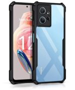 TPU+PC Shock Proof Clear Protective Back Case for Xiaomi Redmi Note 12 4G - Airedge Technology | 360 Degree Camera Protection | Transparent Hybrid Back Case Mobile Cover - Black
