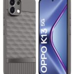 Back Cover for Oppo K13 5G with Hexa Cube Design | Ultra Slim Soft Rubberised Case | Inner Velvet Fabric | Matte Silicone Flexible Mobile Case | Camera Protection - Grey