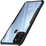 Shock Proof Clear Back Case Mobile Cover for Samsung Galaxy A21s | (Hard | Hybrid PC + TPU | Full Armour Device & Camera Protection | Black)