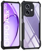 Shock Proof Clear Protective Hybrid Back Case for Oppo A3x 5G | A3x 4G AirEDGE Technology | 360 Degree Camera Protection | Transparent - Black- Polycarbonate;Thermoplastic Polyurethane - Image 5