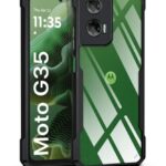 kelpuj Shock Proof Clear Protective Back Case for Motorola Moto G35 5G - AirEDGE Technology | 360 Degree Camera Protection | Transparent Hybrid Back Case Mobile Cover - Black