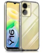 Ultra-Hybrid Crystal Clear Back Case Cover for Vivo Y16 | Vivo Y56 | Vivo T2X | Hard Back | Slim Fit Shockproof Design | Camera Protection Bump | Back Cover Case (PC,TPU | Transparent)