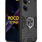 Shock Proof Back Case Mobile Cover for Poco X7 Pro 5G | Bumper Back Cover Case (Tough Armor | Hybrid PC + TPU | Full Protection with Ring Holder & in-Built Kickstand | Black)