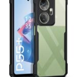 Shock Proof Clear Protective Back Case for Itel P55 Plus 4G - AirEDGE Technology | 360 Degree Camera Protection | Transparent Hybrid Back Case Mobile Cover - Black