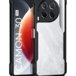 Shock Proof Clear Protective Back Case for Tecno Camon 30 5G AirEDGE Technology | 360 Degree Camera Protection | Transparent Hybrid Back Case Mobile Cover Black