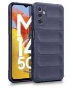 Ultimate Silicon Back Cover Case for Samsung Galaxy M14 5G | Military Grade Drop Protection Shockproof Bumper | Anti-Slip Grip | Scratch Proof Micro-Fibre Cloth Inside (Deep Blue)