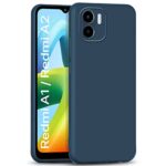 Ultra Slim, Soft Rubberised Back Cover for Redmi A1 | Redmi A2 Matte with Inner Velvet Fabric Lining (Matte Silicone | Blue)