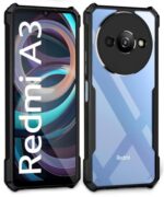 Shock Proof Clear Back Case Mobile Cover for Mi Redmi A3 | Redmi A3X | Poco C61 (Hard | Hybrid PC + TPU | Full Armour Device & Camera Protection | Black) - Image 5