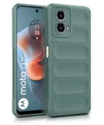 Ultimate Silicon Back Cover Case for Motorola Moto G34 5G | Moto G45 5G | Military Grade Drop Protection Shockproof Bumper | Anti-Slip Grip | Scratch Proof Micro-Fibre Cloth (Forest Green)