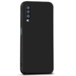 Ultra Slim Soft Rubberised Back Cover Case for Samsung Galaxy A7 2018 | Inner Velvet Fabric Lining | Matte Silicone Flexible Camera Protection Back Case - Black - Image 3