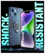 Shock Proof Back Case Mobile Cover for Apple iPhone 14 | Back Cover Case (Tough Armor | Hybrid PC + TPU | Ring Holder & in-Built Kickstand | Blue) - Image 5