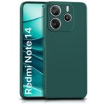 Back Cover for Redmi Note 14 SE 5G | Redmi Note 14 5G | Ultra Slim Soft Rubberised Case | Inner Velvet Fabric | Matte Silicone Flexible Mobile Case | Camera Protection - Green