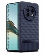 Back Cover for Realme 13 Pro 5G | Realme 13 Pro Plus 5G with Hexa Cube Design | Soft Rubberised Case | Inner Velvet Fabric | Matte Silicone Flexible Mobile Case | Camera Protection - Blue - Image 5