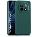 kelpuj Back Cover for Realme P2 Pro 5G | Ultra Slim Soft Rubberised Case | Inner Velvet Fabric Lining | Matte Silicone Flexible Mobile Case | Camera Protection - Green