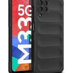 Ultimate Silicon Back Cover Case for Samsung Galaxy M33 5G | Military Grade Drop Protection Shockproof Bumper | Anti-Slip Grip | Scratch Proof Micro-Fibre Cloth Inside (Pitch Black)
