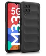 Ultimate Silicon Back Cover Case for Samsung Galaxy M33 5G | Military Grade Drop Protection Shockproof Bumper | Anti-Slip Grip | Scratch Proof Micro-Fibre Cloth Inside (Pitch Black)