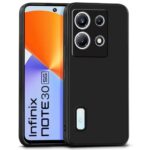 kelpuj Slim Ultra Soft Rubberised Back Cover for Infinix Note 30 5G | Inner Velvet Fabric Lining | Matte Silicone Flexible Camera Protection Back Case - Black