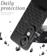 Back Cover for Vivo V40 | V40 Pro 5G | T3 Ultra 5G with Hexa Cube Design | Ultra Slim Soft Case | Inner Velvet Fabric | Matte Silicone Flexible Mobile Case | Camera Protection - Black - Image 6