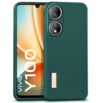 Ultra Slim Soft Rubberised Back Case Cover for Vivo Y100 | Vivo T2 5G | Inner Velvet Fabric Lining | Matte Silicone Flexible Camera Protection Back Case - Green