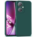 Back Cover for Vivo Y27 4G | Ultra Slim Soft Rubberised Case | Inner Velvet Fabric Lining | Matte Silicone Flexible Mobile Case | Camera Protection - Green
