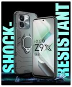 Shock Proof Back Case Mobile Cover for iQOO Z9x 5G (Tough Armor | Hybrid PC + TPU | Full Protection with Ring Holder & in-Built Kickstand | Black) - Image 7