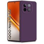 Back Cover for iQOO Neo 10 5G | Ultra Slim Soft Rubberised Case | Inner Velvet Fabric Lining | Matte Silicone Flexible Mobile Case | Camera Protection - Purple