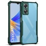 Shock Proof Clear Back Case Mobile Cover for Oppo A17 (Hard | Hybrid PC + TPU | Full Armour Device & Camera Protection | Green)