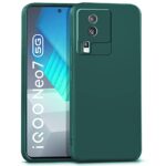 Slim Ultra Soft Rubberised Back Cover for iQOO Neo 7 | Neo 7 Pro 5G | Inner Velvet Fabric Lining | Matte Silicone Flexible Camera Protection Back Case - Green