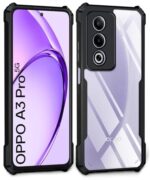Shock Proof Clear Protective Back Case for Oppo A3 Pro 5G | Oppo K12x 5G - AirEDGE Technology | 360 Degree Camera Protection | Transparent Hybrid Back Case Mobile Cover - Black - Image 5